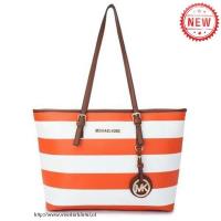 michael kors jet set striped reizen medium oranje wit bakken Tasje Echt Of Nep 8jvpf806